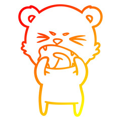 warm gradient line drawing angry cartoon bear