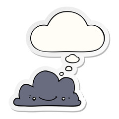 cute cartoon cloud and thought bubble as a printed sticker