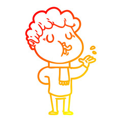 warm gradient line drawing cartoon man singing