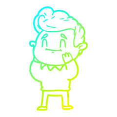 cold gradient line drawing happy surprised cartoon man