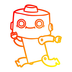 warm gradient line drawing cartoon robot
