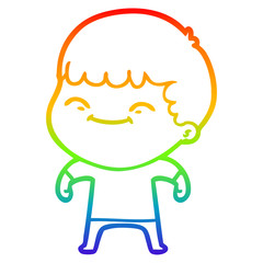 rainbow gradient line drawing cartoon happy boy