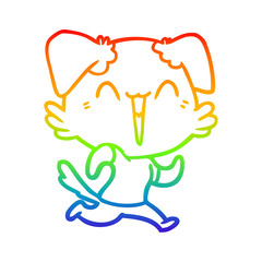 rainbow gradient line drawing happy little dog cartoon