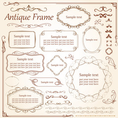 ポストカードやグリーティングカードなどに使用できるアンティーク調のフレームセット