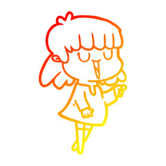 warm gradient line drawing cartoon woman laughing