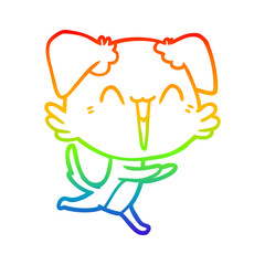 rainbow gradient line drawing happy little dog cartoon