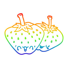 rainbow gradient line drawing cartoon strawberries