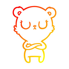 Fototapeta premium warm gradient line drawing peaceful cartoon polar bear