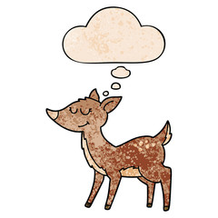 cartoon deer and thought bubble in grunge texture pattern style