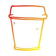 warm gradient line drawing cartoon take out coffee