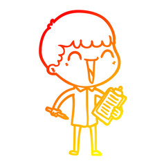 warm gradient line drawing cartoon happy man