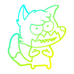 cold gradient line drawing cartoon grinning fox