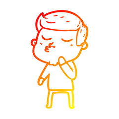 warm gradient line drawing cartoon model guy pouting