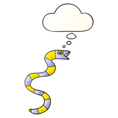 cartoon snake and thought bubble in smooth gradient style