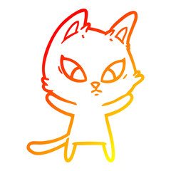 warm gradient line drawing confused cartoon cat