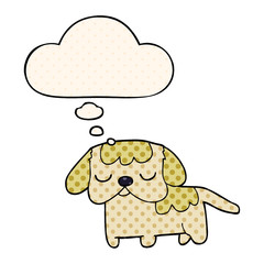 cute cartoon puppy and thought bubble in comic book style