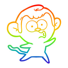 rainbow gradient line drawing cartoon surprised monkey