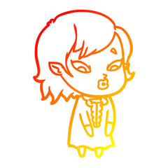 warm gradient line drawing cute cartoon vampire girl