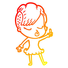 warm gradient line drawing cartoon pretty hipster girl