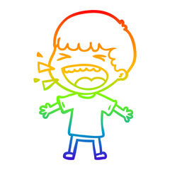 rainbow gradient line drawing cartoon laughing man