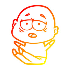 warm gradient line drawing cartoon tired bald man