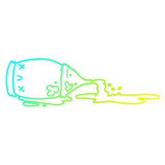 cold gradient line drawing cartoon spilled bottle