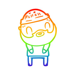 rainbow gradient line drawing cartoon bearded man