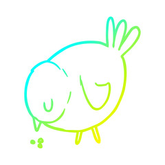 cold gradient line drawing cartoon pecking bird