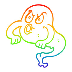 rainbow gradient line drawing cartoon angry ghost