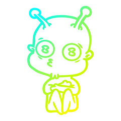 cold gradient line drawing cartoon weird bald spaceman