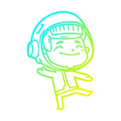 cold gradient line drawing happy cartoon astronaut