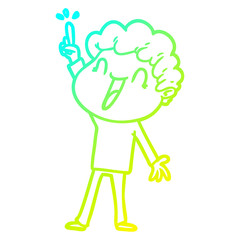 cold gradient line drawing cartoon happy man