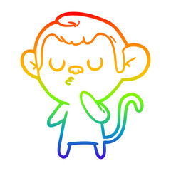 rainbow gradient line drawing cartoon monkey