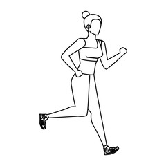 young athletic woman running character