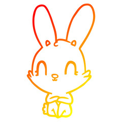warm gradient line drawing cute cartoon rabbit