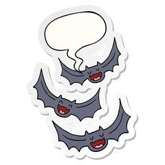 cartoon vampire bats and speech bubble sticker