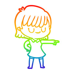 rainbow gradient line drawing cartoon woman