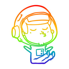 rainbow gradient line drawing cartoon confident astronaut © lineartestpilot