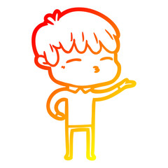 warm gradient line drawing cartoon curious boy