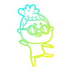 cold gradient line drawing cartoon annoyed woman