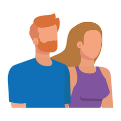 young lovers couple avatars characters