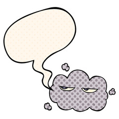 cute cartoon cloud and speech bubble in comic book style