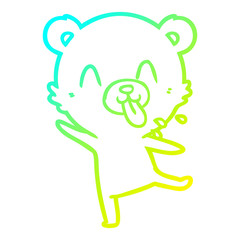 cold gradient line drawing rude cartoon polar bear sticking out tongue