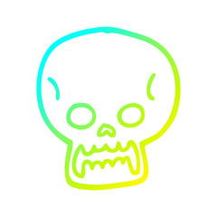 Fototapeta premium cold gradient line drawing cartoon halloween skull