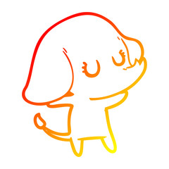 warm gradient line drawing cute cartoon elephant