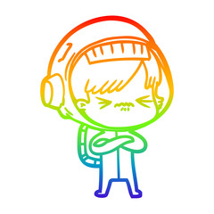 rainbow gradient line drawing angry cartoon space girl
