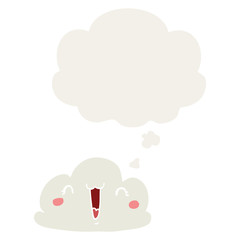 cartoon cloud and thought bubble in retro style