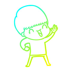 cold gradient line drawing happy cartoon boy