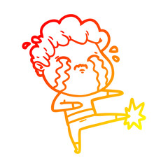 warm gradient line drawing cartoon man crying