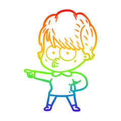 rainbow gradient line drawing cartoon woman